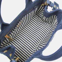 Pre Owned Prada Canapa S Blue Canvas Tote Bag