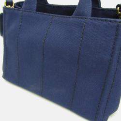 Pre Owned Prada Canapa S Blue Canvas Tote Bag