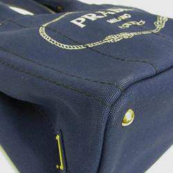 Pre Owned Prada Canapa S Blue Canvas Tote Bag