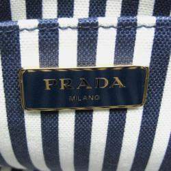 Pre Owned Prada Canapa S Blue Canvas Tote Bag