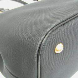 Pre Owned Prada Logo Black Jacquard/Leather Shoulder Bag