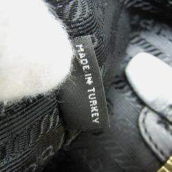 Pre Owned Prada Logo Black Jacquard/Leather Shoulder Bag