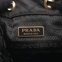 Pre Owned Prada Vela Handbag Nylon Saffiano Leather Black
