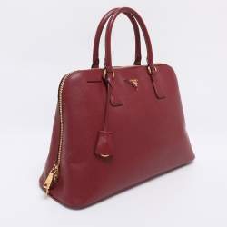 Pre Owned Prada Red Saffiano Lux Leather Promenade Satchel