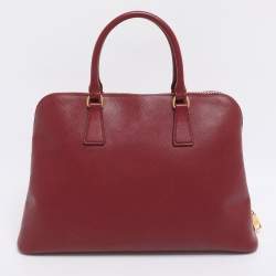 Pre Owned Prada Red Saffiano Lux Leather Promenade Satchel