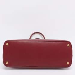 Pre Owned Prada Red Saffiano Lux Leather Promenade Satchel