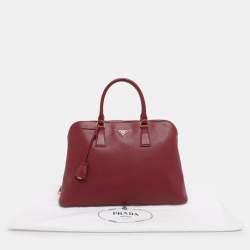 Pre Owned Prada Red Saffiano Lux Leather Promenade Satchel