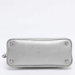 Pre Owned Prada Silver Saffiano Lux Leather Small Promenade Satchel
