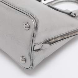 Pre Owned Prada Silver Saffiano Lux Leather Small Promenade Satchel