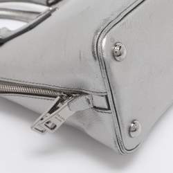 Pre Owned Prada Silver Saffiano Lux Leather Small Promenade Satchel