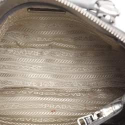 Pre Owned Prada Silver Saffiano Lux Leather Small Promenade Satchel