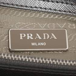 Pre Owned Prada Silver Saffiano Lux Leather Small Promenade Satchel