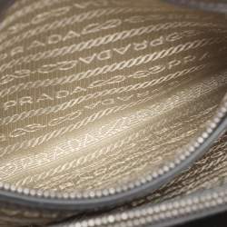 Pre Owned Prada Silver Saffiano Lux Leather Small Promenade Satchel