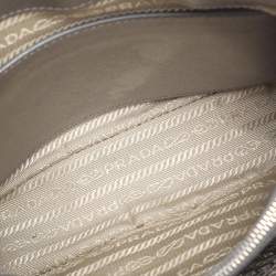 Pre Owned Prada Silver Saffiano Lux Leather Small Promenade Satchel