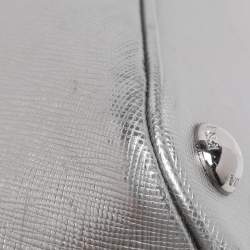 Pre Owned Prada Silver Saffiano Lux Leather Small Promenade Satchel