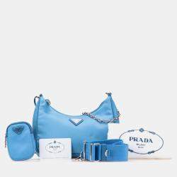 Pre Owned Prada Blue Tessuto Re Edition 2005 Satchel