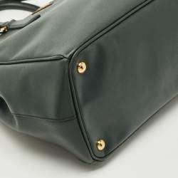 Pre Owned Prada Dark Green Saffiano Lux Leather Large Galleria Double Zip Tote