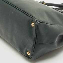 Pre Owned Prada Dark Green Saffiano Lux Leather Large Galleria Double Zip Tote