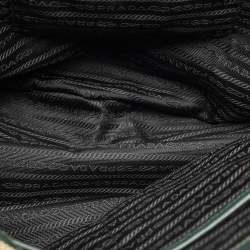 Pre Owned Prada Dark Green Saffiano Lux Leather Large Galleria Double Zip Tote