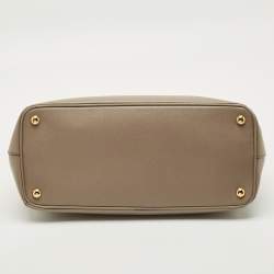 Pre Owned Prada Grey Saffiano Leather Medium Galleria Double Zip Tote