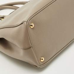 Pre Owned Prada Grey Saffiano Leather Medium Galleria Double Zip Tote