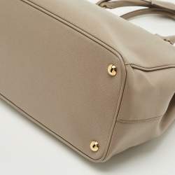 Pre Owned Prada Grey Saffiano Leather Medium Galleria Double Zip Tote