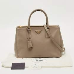 Pre Owned Prada Grey Saffiano Leather Medium Galleria Double Zip Tote