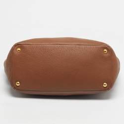 Pre Owned Prada Brown Vitello Daino Leather Side Pocket Tote