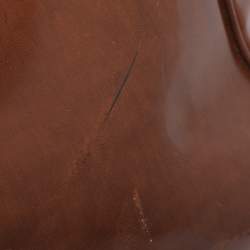 Pre Owned Prada Brown Brushed Smoke Patent Leather Large Galleria Tote