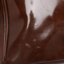 Pre Owned Prada Brown Brushed Smoke Patent Leather Large Galleria Tote