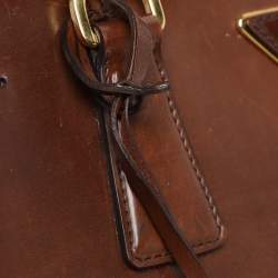 Pre Owned Prada Brown Brushed Smoke Patent Leather Large Galleria Tote