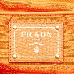 Pre Owned Prada Orange Vitello Daino Leather Large Shopping Tote