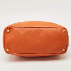 Pre Owned Prada Orange Vitello Daino Leather Large Shopping Tote