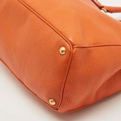 Pre Owned Prada Orange Vitello Daino Leather Large Shopping Tote