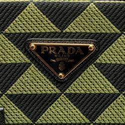 Pre Owned حقيبة تسوق برادا جاكار أخضر ترايانجولو سيمبول