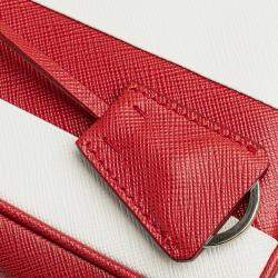 Pre Owned Prada Red Small Bicolor Saffiano Galleria Double Zip Satchel