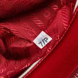 Pre Owned Prada Red Small Bicolor Saffiano Galleria Double Zip Satchel