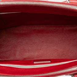 Pre Owned Prada Red Small Bicolor Saffiano Galleria Double Zip Satchel