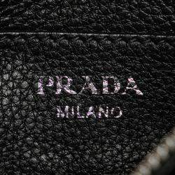 Pre Owned Prada Black Vitello Phenix Double Zip Crossbody