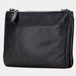 Pre Owned Prada Black Vitello Phenix Double Zip Crossbody