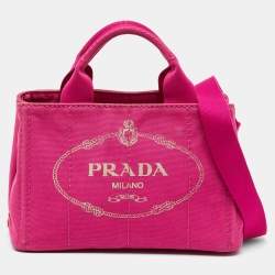 Pre Owned Prada Pink Canvas Small Canapa Logo Tote