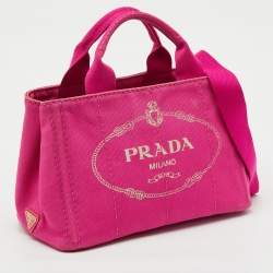 Pre Owned Prada Pink Canvas Small Canapa Logo Tote