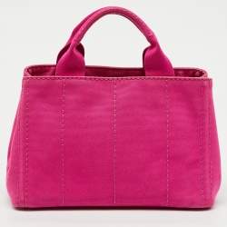 Pre Owned Prada Pink Canvas Small Canapa Logo Tote