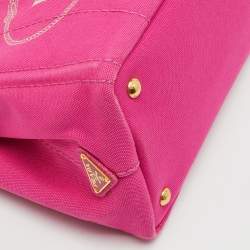 Pre Owned Prada Pink Canvas Small Canapa Logo Tote