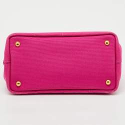Pre Owned Prada Pink Canvas Small Canapa Logo Tote