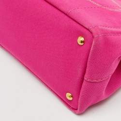 Pre Owned Prada Pink Canvas Small Canapa Logo Tote