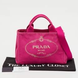 Pre Owned Prada Pink Canvas Small Canapa Logo Tote