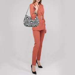 Pre Owned Prada Black/White Maglia Jacquard Fabric Cleo Shoulder Bag