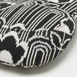 Pre Owned Prada Black/White Maglia Jacquard Fabric Cleo Shoulder Bag