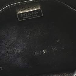 Pre Owned Prada Black/White Maglia Jacquard Fabric Cleo Shoulder Bag